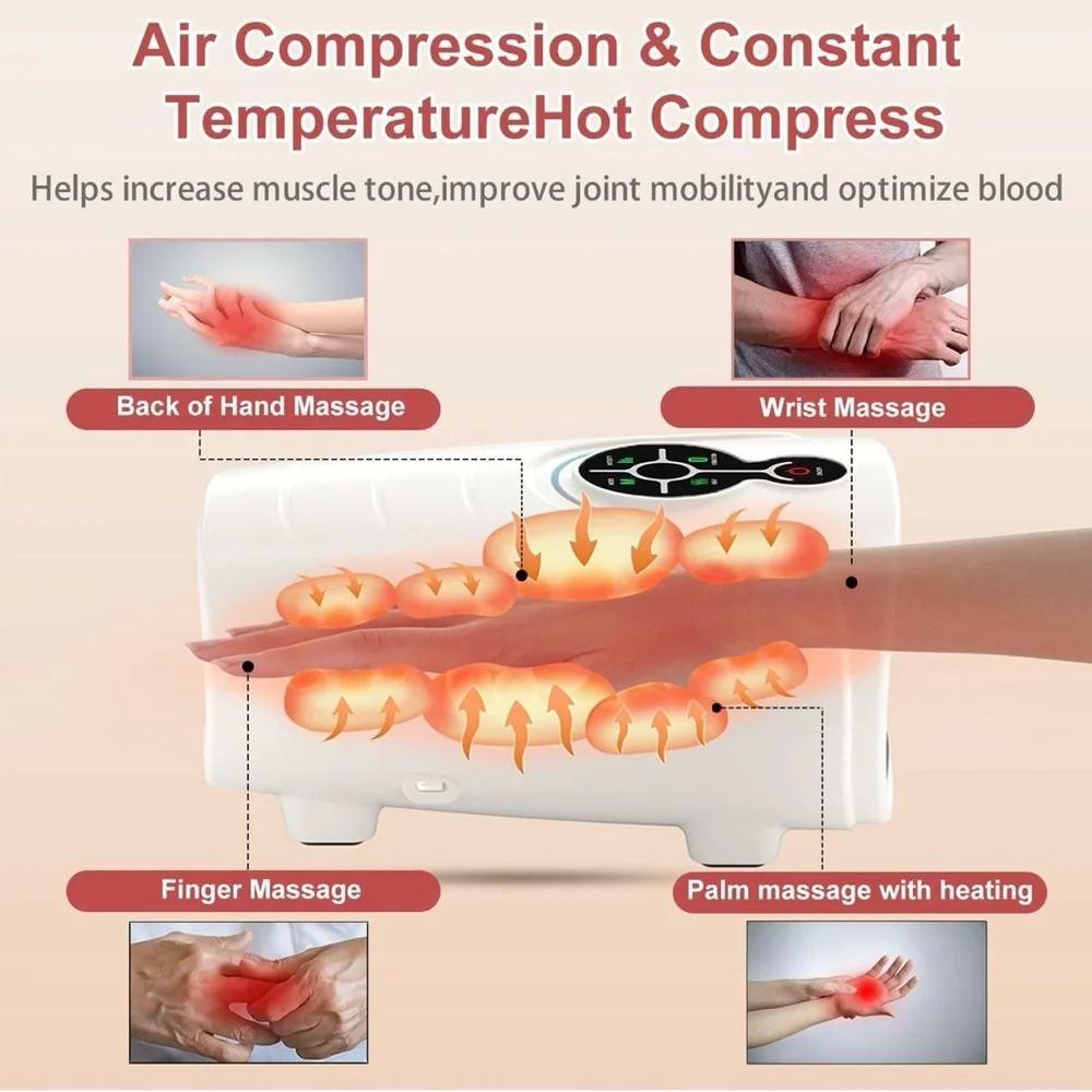AERLANG Hand Massager with Heat & Compression for Arthritis & Carpal Tunnel -NWT